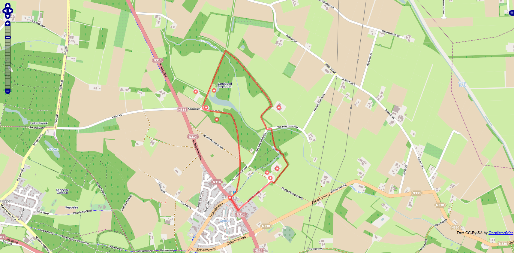 Enghuizenroute in Openstreetmap Kaart van de Enghuizenroute in Openstreetmap